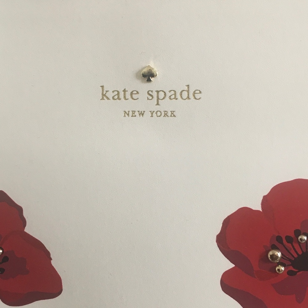 kate spade white bag with red floral accents